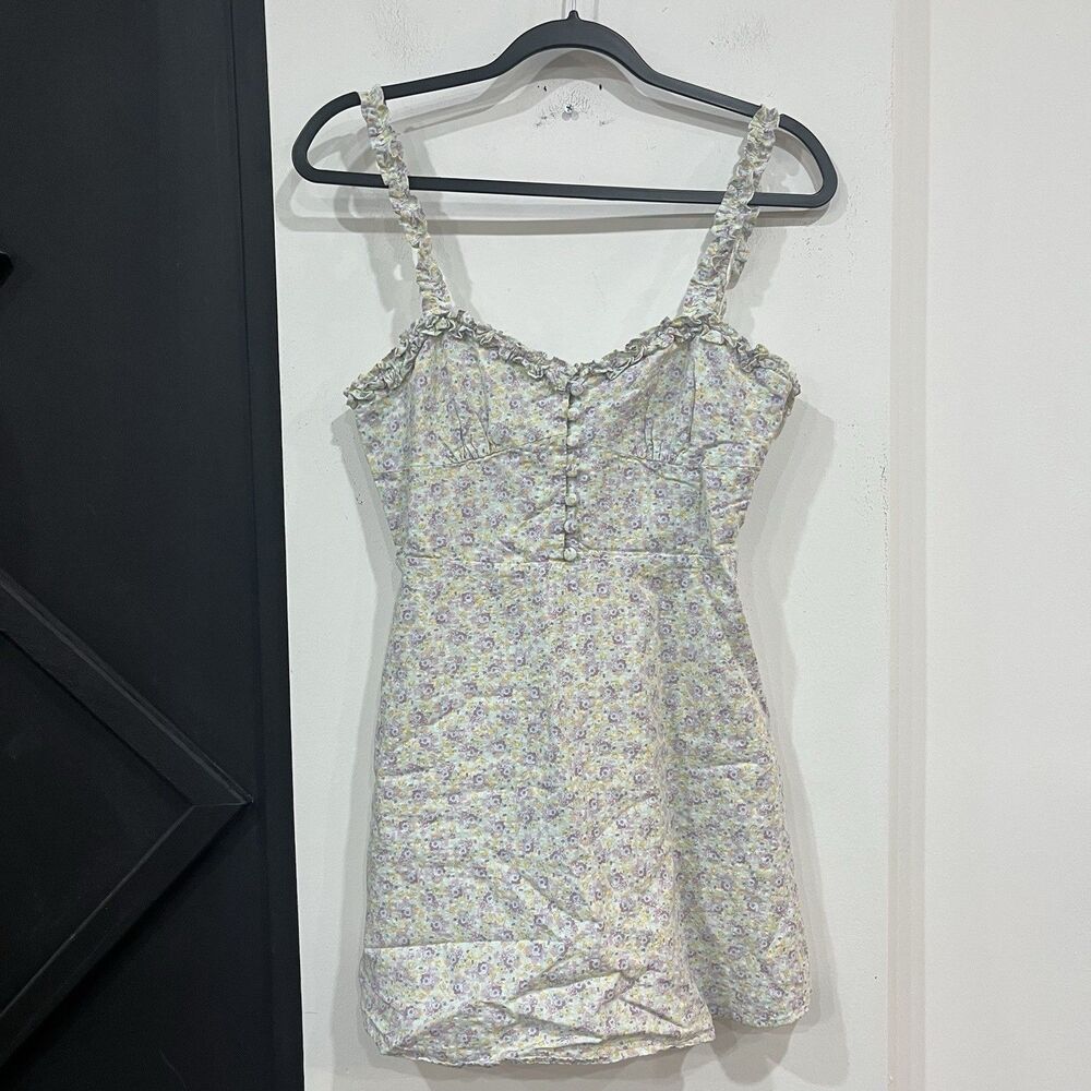 Zara Pastel Floral Mini Dress Size Medium Spring Cottage - Picture 3 of 8